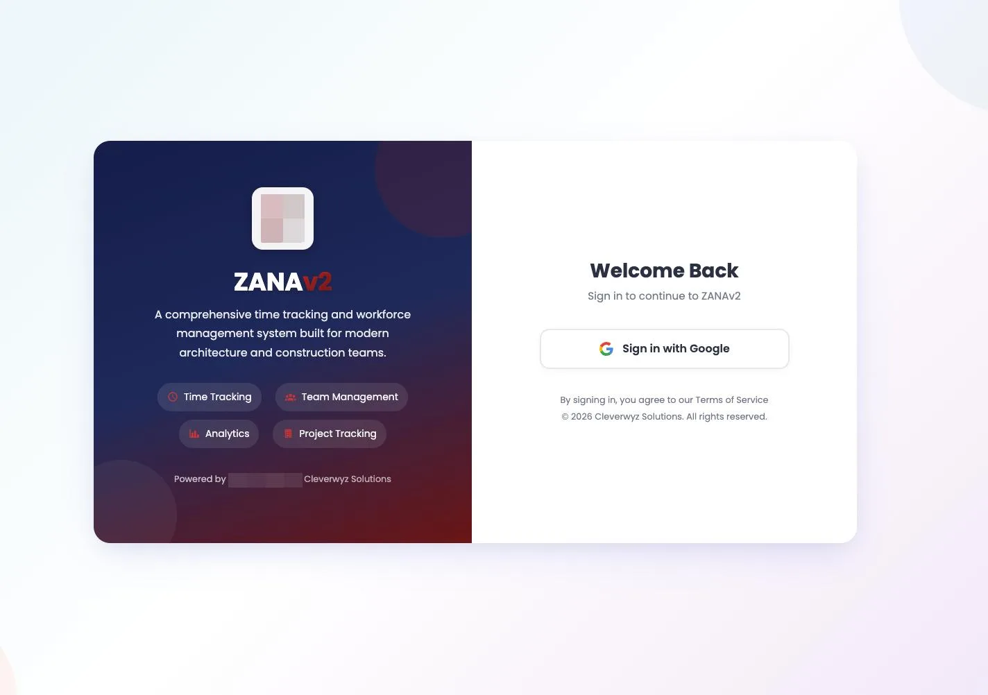 Z Analytics v2 Google SSO login